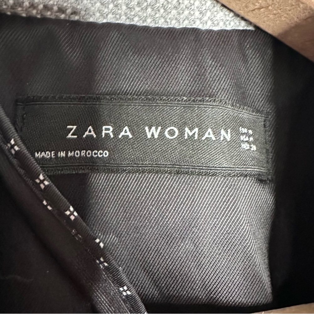 ZARA Gray Blazer Waffle Weave Structured Coat Gold Buttons Fitted Size Medium - Picture 7 of 9